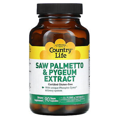 Country Life Saw Palmetto Pygeum Extract 90 Vegetarian Capsules Gluten-Free,