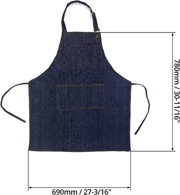 Work Apron Denim Heavy Duty Shop Working Cooking Aprons With Pockets For Men - Image 7