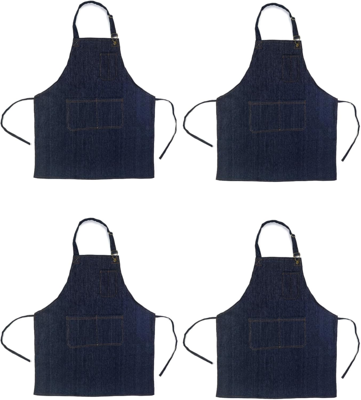 Work Apron Denim Heavy Duty Shop Working Cooking Aprons With Pockets For Men - Image 8