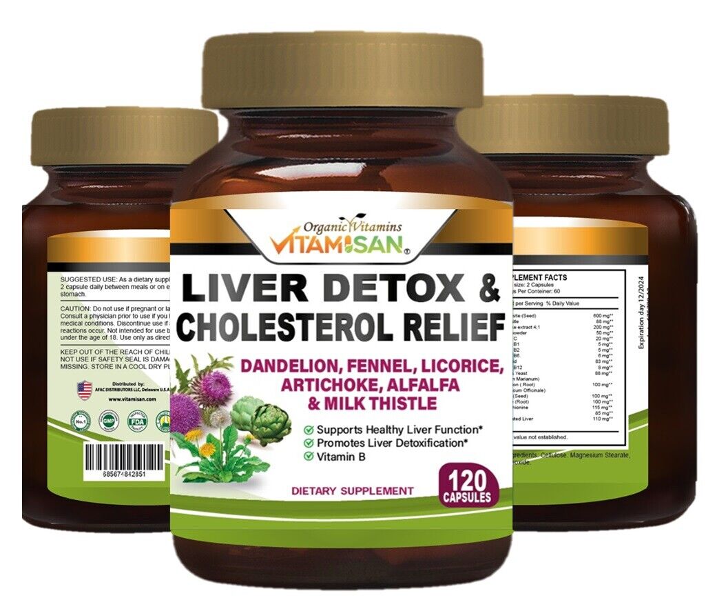 Liver Cleanse Detox Milk Thistle Extracts Silymarin, Artichoke, Dandelion, Vit B - Image 2