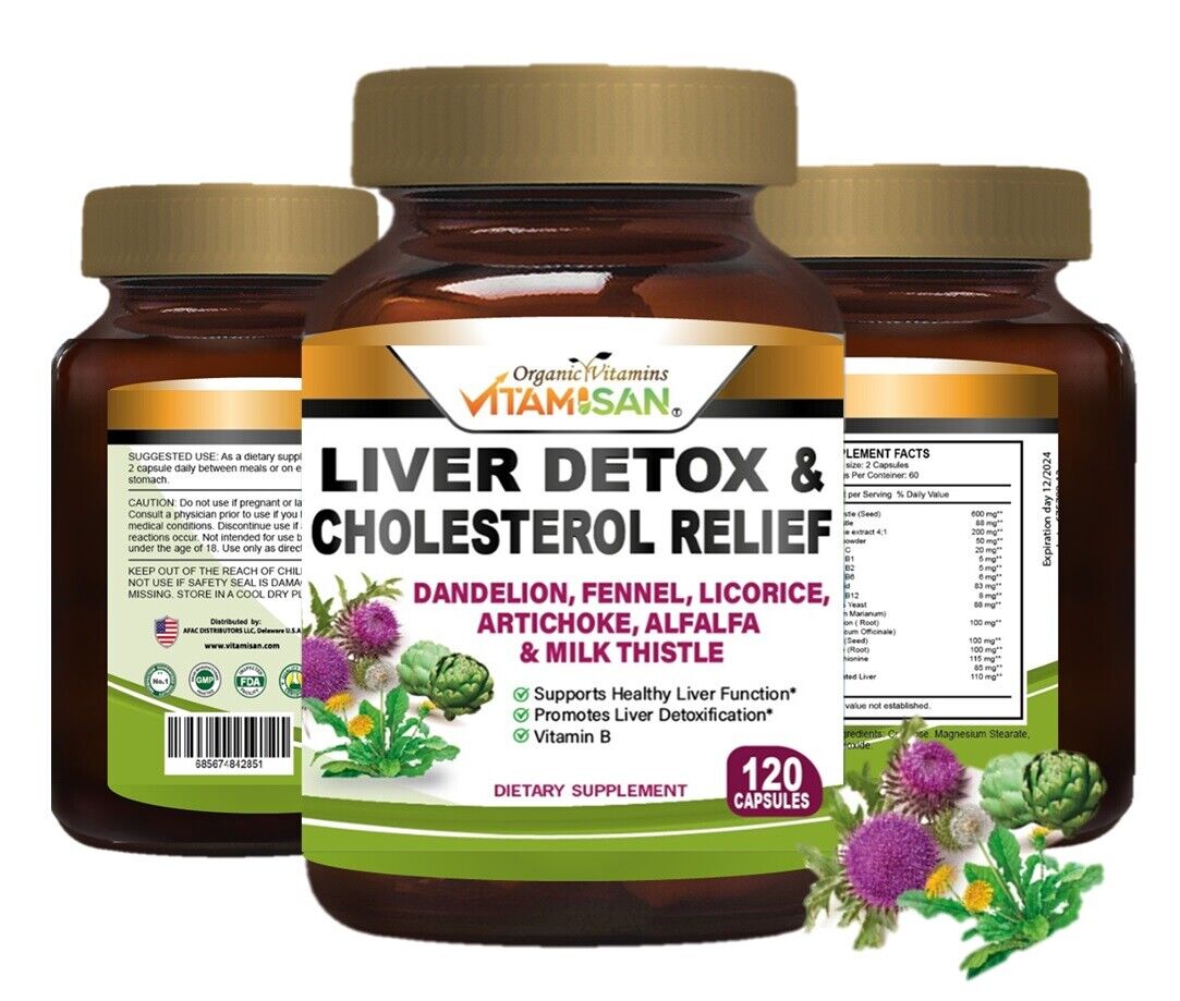 Liver Cleanse Detox Milk Thistle Extracts Silymarin, Artichoke, Dandelion, Vit B - Image 3