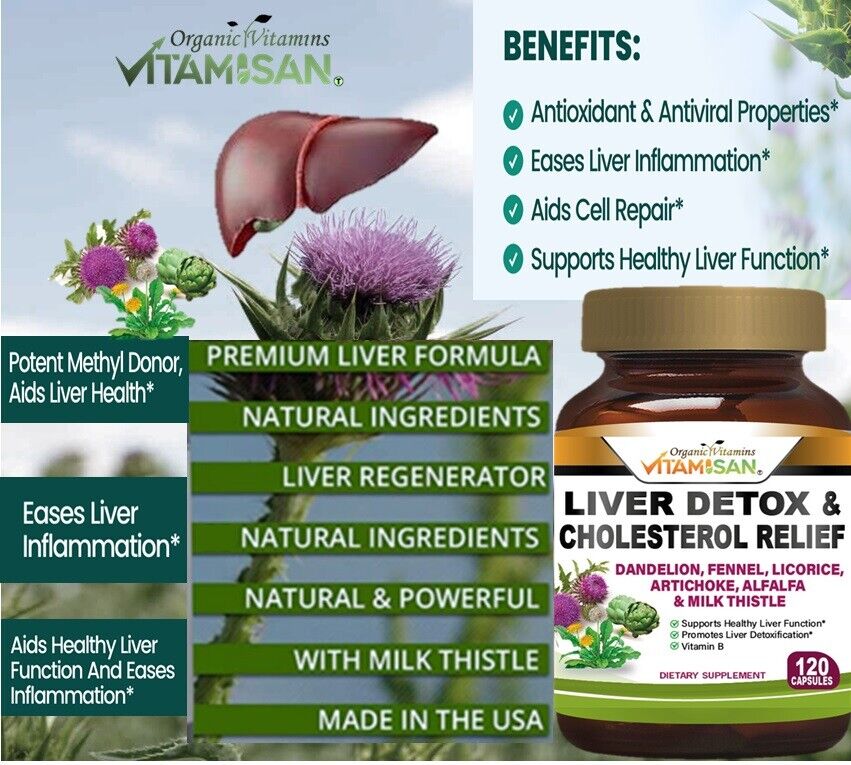 Liver Cleanse Detox Milk Thistle Extracts Silymarin, Artichoke, Dandelion, Vit B - Image 4